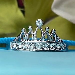 925 sterling silver/cz diamond princess crown ring